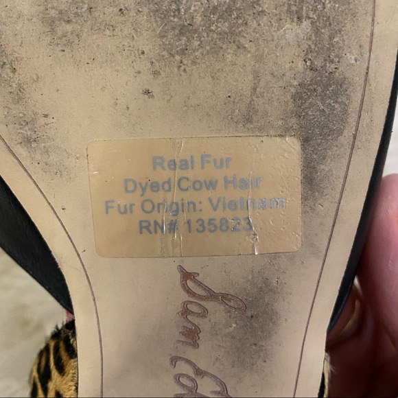 Black & Cheetah Print Cow Hair D’Orsay Flats - Picture 5 of 7